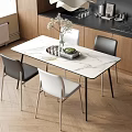 Modern Dining Table and Chair Combination Dining Chair Dining Table Chandelier 3d model