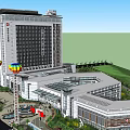 Modern High Rise Building Exterior With Glass Curtain Wall And Landscaped Surroundings