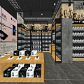 Digital Store Interior With Mobile Phones Accessories Display Shelves And Layout