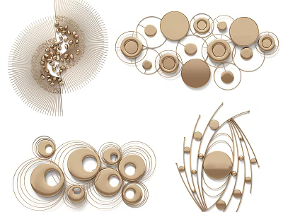 Modern Artistic Wall Decor With Circular Shapes Lines And Geometric Patterns For Home Interior 3d model