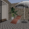 modern balcony leisure balcony 3d model