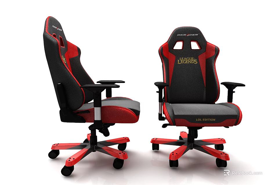 DXRACER Ergonomic Gaming Office Chair with Black Red Design and Warriors Logo 3d model 