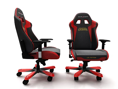 DXRACER Ergonomic Gaming Office Chair with Black Red Design and Warriors Logo 3d model