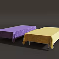 Colorful Rectangular Benches With Blue Green Purple Yellow Fabric Covers On Dark Background