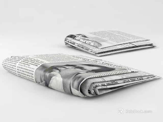 Stacks Of Folded Newspapers With Printed Pages And Black White 3d model 