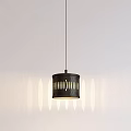 Modern Black Cylindrical Pendant Light With Hollow Out Design Casting Soft Shadow Patterns 3d model