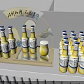 Traditional Chinese Style Exhibition Booth With Mountain Water Background Lantern And Wine Bottles