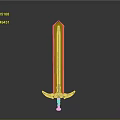 3D Green Glowing Sword Model With Transparent Blade And Decorative Hilt