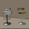 Modern Bar Design Featuring White And Yellow Upholstered Bar Stools With Metal Bases