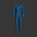 Comfortable Blue Plaid Pajamas Set With Long Sleeves For Home Wear