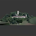 Modern Detailed Landscape Model with Lush Woodland Buildings and Winding Paths