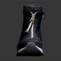 Stylish Deep Blue High Top Shoes With Zipper Design And White Sole