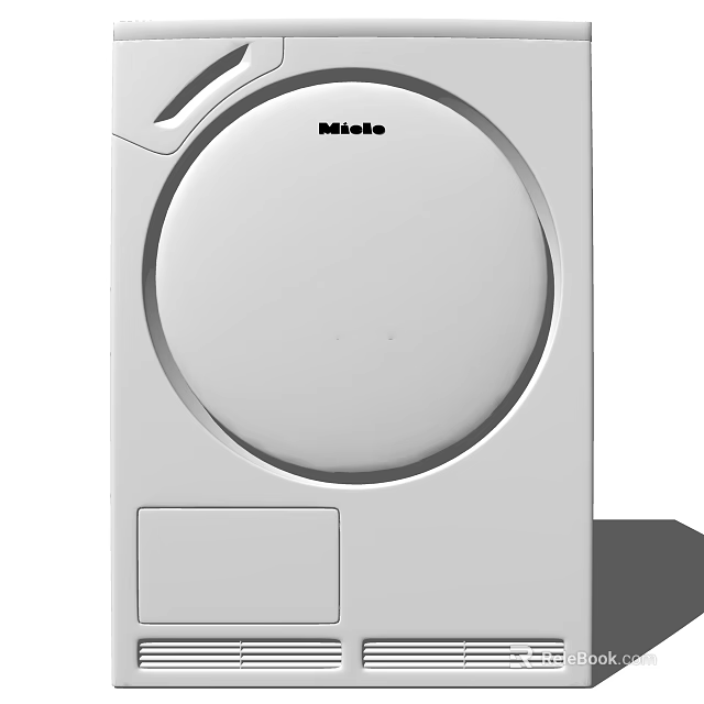 Miele White Front Load Washing Machine With Modern Round Door Design 3d model 