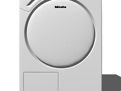 Miele White Front Load Washing Machine With Modern Round Door Design 3d model