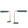 Elegant Modern Table Lamp Featuring Blue Shade Metal Stand And Square Base Design 3d model