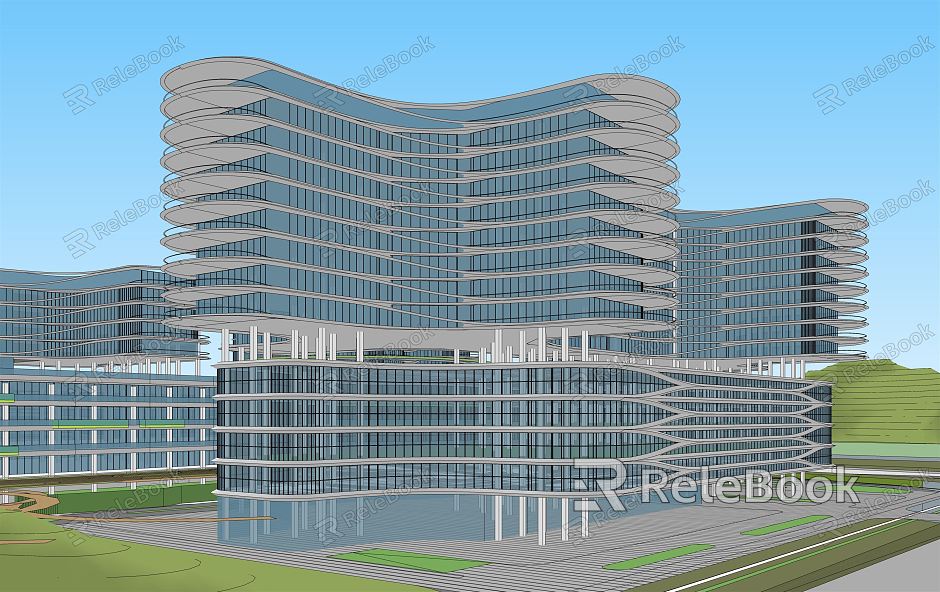 modern hospital building medical building general hospital model