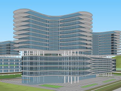 modern hospital building medical building general hospital model