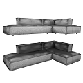 Gray L Shaped Sectional Sofa With Upholstered Seats And Modular Design 3d model
