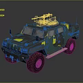 Military Tank With Camouflage Paint Top Machine Gun And Large Off Road Tires