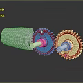Precision Hardware Tools With Blue Gold Gears And Helical Metal Components 3d model