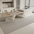 Modern Nakajima Table and Chair Combination Sideboard Venetian Blinds 3d model
