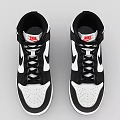 High-top Black And White Sneakers With Nike Logo On Side Red Tongue And Black Laces