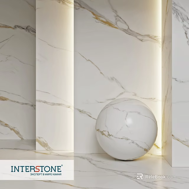 Marble Sphere Construction Element With White Textured Wall In Modern Interior Design 3d model 