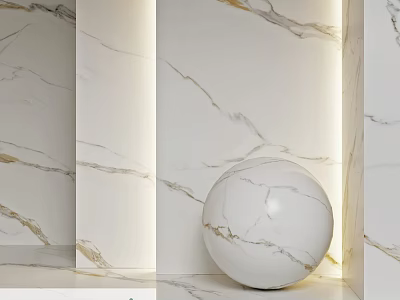 Marble Sphere Construction Element With White Textured Wall In Modern Interior Design 3d model
