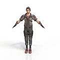3D Male Character With Gray Jacket Red Accents And Open Arms Pose