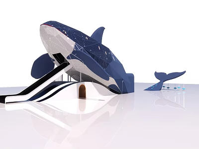 Whale Shaped Playground Equipment with Slide and Entrance for Kids Outdoor Fun 3d model