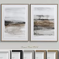 Framed Abstract Wall Art Prints With Gray Brown White Watercolor Style Design Decor