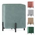 Modern Upholstered Ottoman Footstool With Black Metal Legs In Various Colors