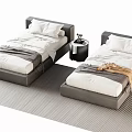 Modern single bed bedside table 3d model