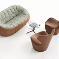 Multi-person Sofa Casual Sofa Eggshell Sofa Single Sofa Coffee Table Leisure Chair Backrest Sofa 3d model