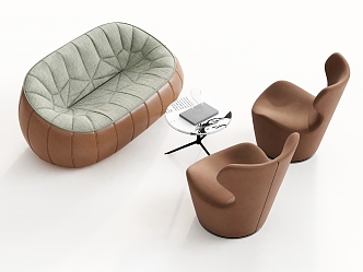 Multi-person Sofa Casual Sofa Eggshell Sofa Single Sofa Coffee Table Leisure Chair Backrest Sofa 3d model