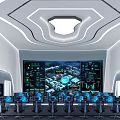 Modern monitoring room Emergency command center Monitoring center 3d model