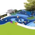Children's Playground Design With Play Structures Green Lawn Trees And Activity Areas