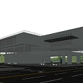 Modern Multi Storey Office Building With Gray Exterior Glass Facade And Outdoor Landscaping