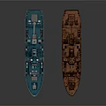 Modern White Red Striped Ship And Rusty Old Weathered Vessel Side By Side 3d model
