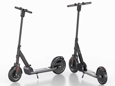 Two Modern Electric Scooters With Sleek Black Design And Large Wheels 3d model