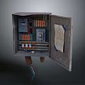 Open Electrical Distribution Box With Circuit Breakers Wiring Components and Labeled Diagram 3d model