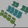 Colorful Public Chairs With Green And Blue Seats And Metal Frames For Public Spaces