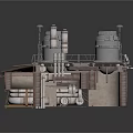 Large Industrial Equipment Facility With Cylindrical Tanks Platform And Metal Pipes