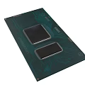 Intel Core Processor Chip With Dual Black Core Modules On Green Circuit Board