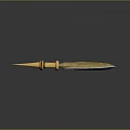 Golden Spearhead Weapon With Metallic Finish Sharp Edges And Shiny Surface Design