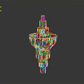 Decorative Multi Layered Tower With Gold And Blue Mesh Structure