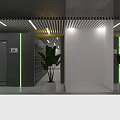 Data Center Corridor With Rows Of Server Racks Green Strips And Ceiling Lights 3d model