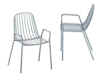 Modern Metal Single Chair With Wireframe Design And Armrests For Home Use 3d model