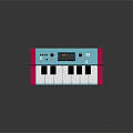 Stylish Electronic Keyboard with Turquoise and Pink Design Black White Keys and Control Panel