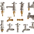 Different Styles of Water Faucets with Brass and Silver Finishes and Various Designs